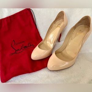 Christian Laboitin wavy heel patent pumps